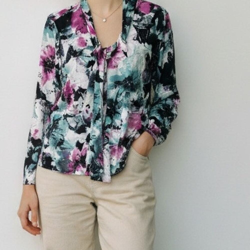 Floral Venue XL Purple Floral Top Workwear Tunic